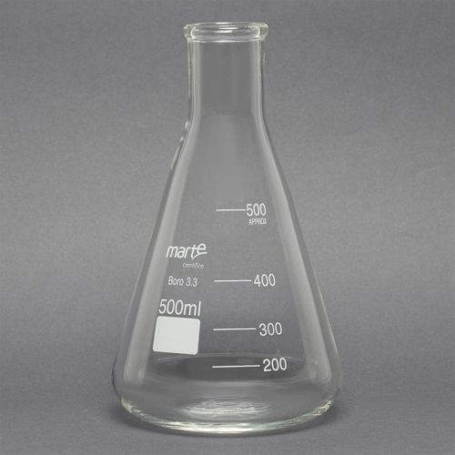 ERLENMEYER DE VIDRO BOCA ESTREITA GRADUADO - 500ML