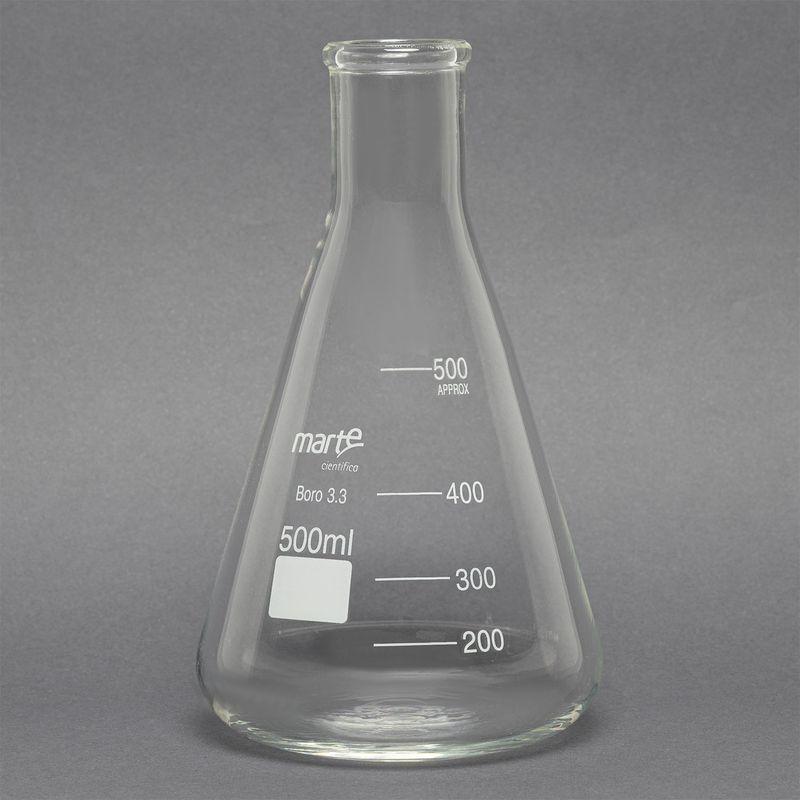 900.0000.15 - ERLENMEYER DE VIDRO BOCA ESTREITA GRADUADO - 500ML