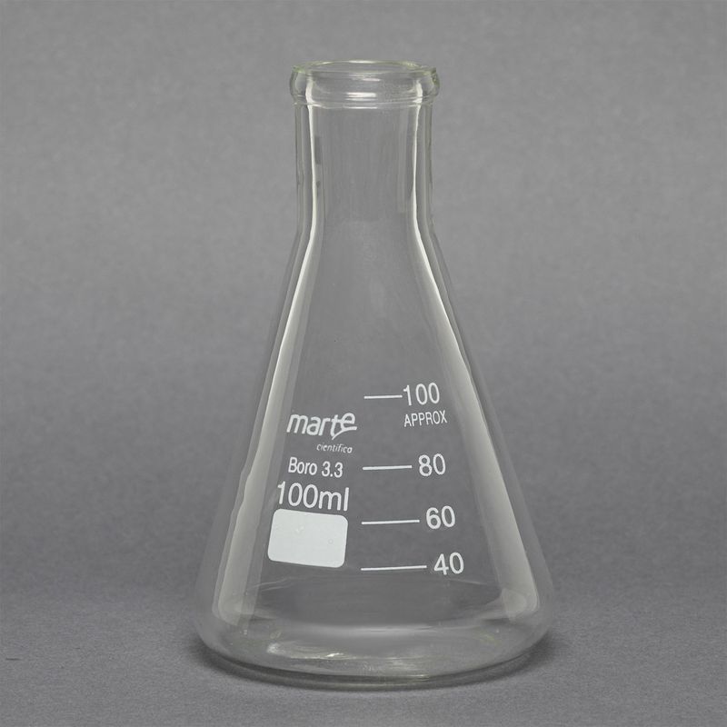 900.0000.13 - ERLENMEYER DE VIDRO BOCA ESTREITA GRADUADO - 100ML