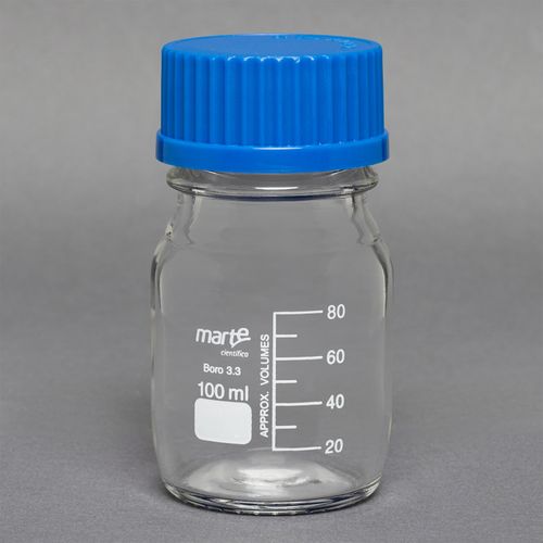 FRASCO REAGENTE TRANSP. GRADUADO TAMPA AZUL 100ML