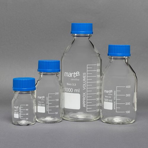 FRASCO REAGENTE TRANSP. GRADUADO TAMPA AZUL 100ML