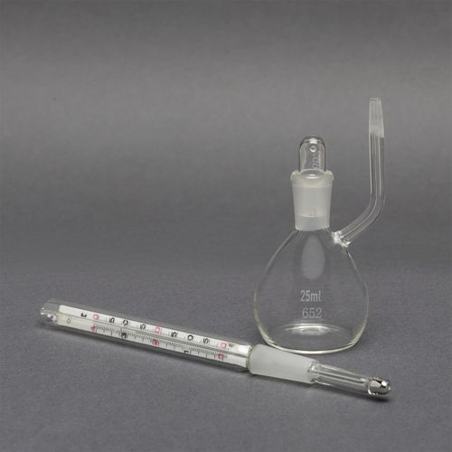 PICNOMETRO DE VIDRO GAY-LUSSAC C/ TERMOMETRO 25ML