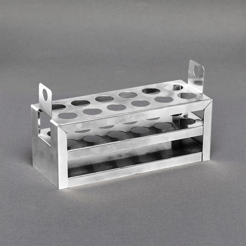 SUPORTE INOX C/ ALCA P/ 12 TUBOS DE ENSAIO 10-18MM