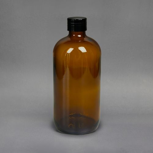 FRASCO DE VIDRO AMBAR COM TAMPA DE ROSCA - 500ML