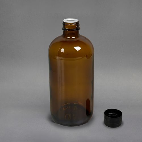 FRASCO DE VIDRO AMBAR COM TAMPA DE ROSCA - 500ML