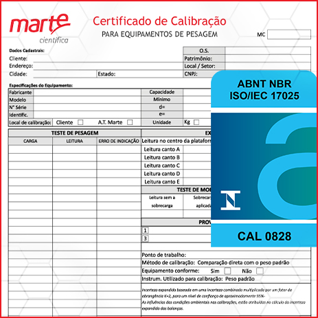 Certificado RBC (NBR ISO/IEC 17025)